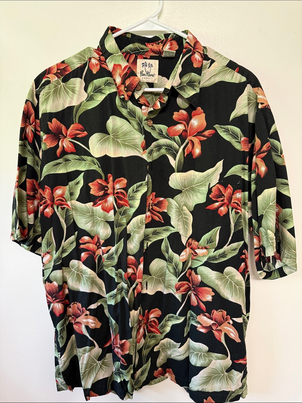 Pau Hana Hawaii Black Tropical Floral Camp Shirt - Men's